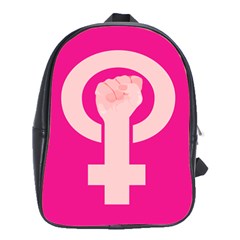 Women Safety Feminist Nail Strong Pink Circle Polka School Bags(large)  by Mariart