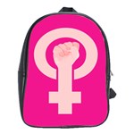 Women Safety Feminist Nail Strong Pink Circle Polka School Bags(Large)  Front