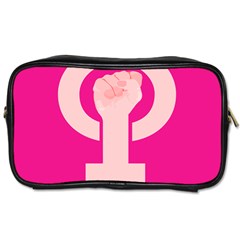 Women Safety Feminist Nail Strong Pink Circle Polka Toiletries Bags by Mariart