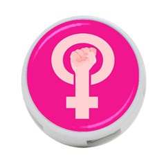 Women Safety Feminist Nail Strong Pink Circle Polka 4-port Usb Hub (one Side) by Mariart