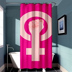 Women Safety Feminist Nail Strong Pink Circle Polka Shower Curtain 36  X 72  (stall)  by Mariart