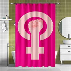 Women Safety Feminist Nail Strong Pink Circle Polka Shower Curtain 48  X 72  (small)  by Mariart