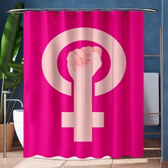 Women Safety Feminist Nail Strong Pink Circle Polka Shower Curtain 60  X 72  (medium)  by Mariart