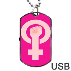 Women Safety Feminist Nail Strong Pink Circle Polka Dog Tag Usb Flash (one Side) by Mariart