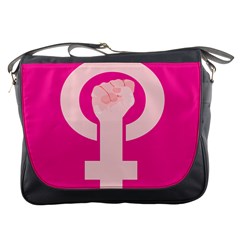 Women Safety Feminist Nail Strong Pink Circle Polka Messenger Bags by Mariart