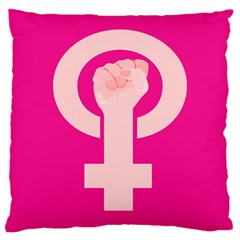 Women Safety Feminist Nail Strong Pink Circle Polka Large Cushion Case (two Sides) by Mariart