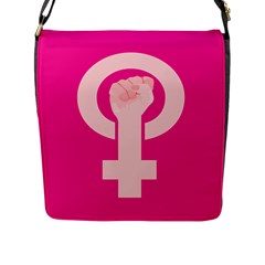 Women Safety Feminist Nail Strong Pink Circle Polka Flap Messenger Bag (l)  by Mariart