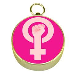 Women Safety Feminist Nail Strong Pink Circle Polka Gold Compasses by Mariart