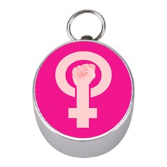 Women Safety Feminist Nail Strong Pink Circle Polka Mini Silver Compasses by Mariart