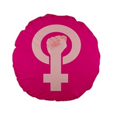 Women Safety Feminist Nail Strong Pink Circle Polka Standard 15  Premium Flano Round Cushions by Mariart