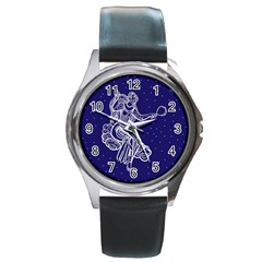 Virgo Zodiac Star Round Metal Watch by Mariart