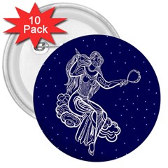 Virgo Zodiac Star 3  Buttons (10 Pack)  by Mariart