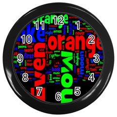 Writing Color Rainbow Wall Clocks (black)