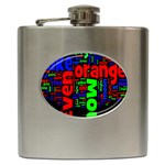 Writing Color Rainbow Hip Flask (6 oz) Front