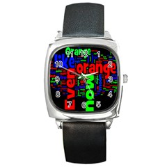 Writing Color Rainbow Square Metal Watch by Mariart