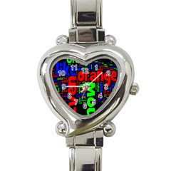 Writing Color Rainbow Heart Italian Charm Watch