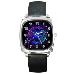 Sign Pisces Zodiac Square Metal Watch by Mariart