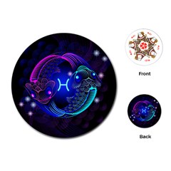 Sign Pisces Zodiac Playing Cards (round)  by Mariart