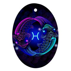 Sign Pisces Zodiac Oval Ornament (two Sides) by Mariart