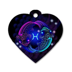 Sign Pisces Zodiac Dog Tag Heart (two Sides) by Mariart