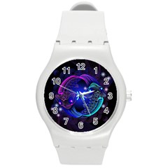 Sign Pisces Zodiac Round Plastic Sport Watch (m) by Mariart