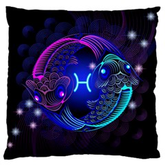 Sign Pisces Zodiac Large Cushion Case (two Sides) by Mariart