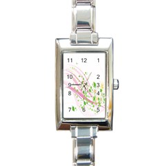 Sunflower Flower Floral Leaf Line Wave Chevron Pink Rectangle Italian Charm Watch by Mariart