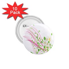 Sunflower Flower Floral Leaf Line Wave Chevron Pink 1 75  Buttons (10 Pack)