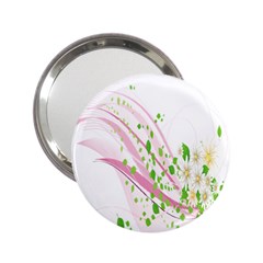 Sunflower Flower Floral Leaf Line Wave Chevron Pink 2 25  Handbag Mirrors