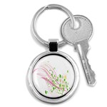 Sunflower Flower Floral Leaf Line Wave Chevron Pink Key Chains (Round)  Front