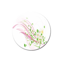 Sunflower Flower Floral Leaf Line Wave Chevron Pink Magnet 3  (round)