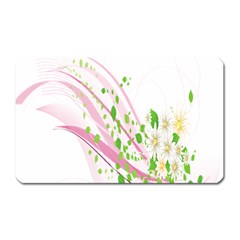 Sunflower Flower Floral Leaf Line Wave Chevron Pink Magnet (rectangular)