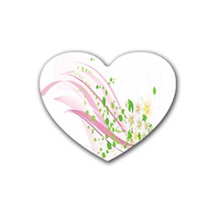 Sunflower Flower Floral Leaf Line Wave Chevron Pink Heart Coaster (4 Pack)  by Mariart