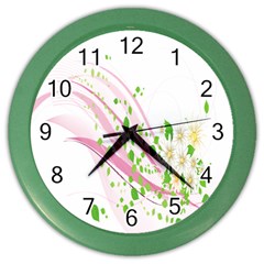 Sunflower Flower Floral Leaf Line Wave Chevron Pink Color Wall Clocks by Mariart