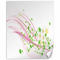 Sunflower Flower Floral Leaf Line Wave Chevron Pink Canvas 11  X 14   by Mariart