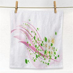 Sunflower Flower Floral Leaf Line Wave Chevron Pink Face Towel