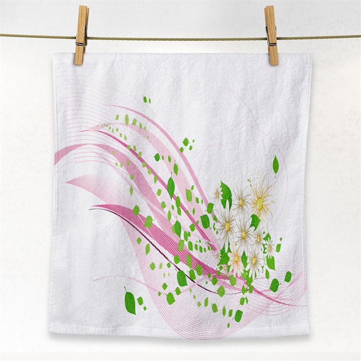 Sunflower Flower Floral Leaf Line Wave Chevron Pink Face Towel