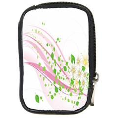 Sunflower Flower Floral Leaf Line Wave Chevron Pink Compact Camera Cases