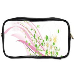 Sunflower Flower Floral Leaf Line Wave Chevron Pink Toiletries Bags 2-side by Mariart