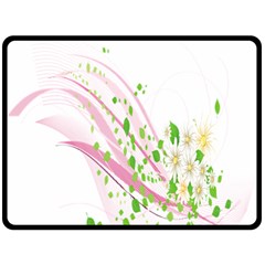 Sunflower Flower Floral Leaf Line Wave Chevron Pink Fleece Blanket (large)  by Mariart