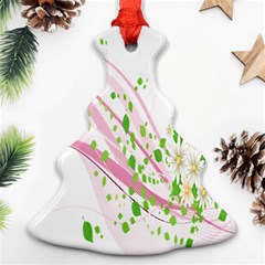 Sunflower Flower Floral Leaf Line Wave Chevron Pink Ornament (christmas Tree)  by Mariart