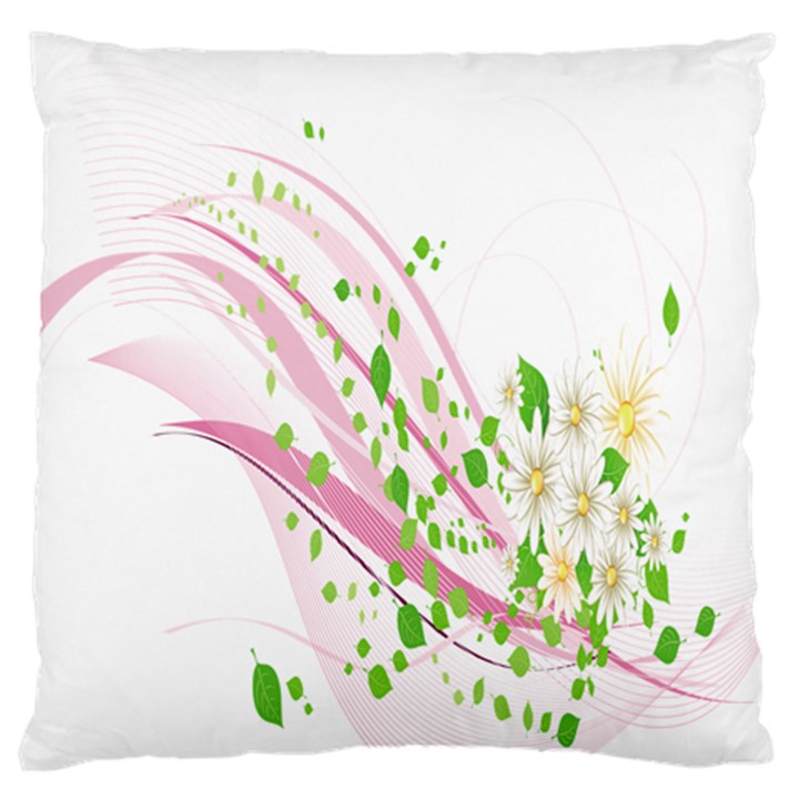 Sunflower Flower Floral Leaf Line Wave Chevron Pink Large Cushion Case (Two Sides)