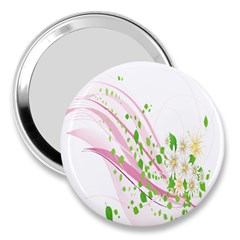 Sunflower Flower Floral Leaf Line Wave Chevron Pink 3  Handbag Mirrors by Mariart