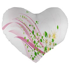 Sunflower Flower Floral Leaf Line Wave Chevron Pink Large 19  Premium Heart Shape Cushions by Mariart