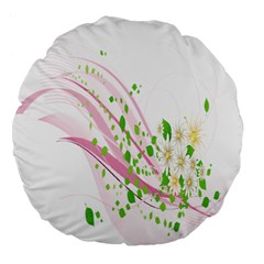 Sunflower Flower Floral Leaf Line Wave Chevron Pink Large 18  Premium Flano Round Cushions by Mariart