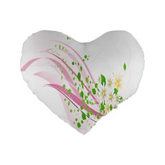 Sunflower Flower Floral Leaf Line Wave Chevron Pink Standard 16  Premium Flano Heart Shape Cushions by Mariart