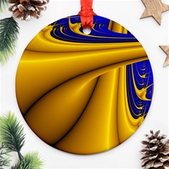 Waves Wave Chevron Gold Blue Paint Space Sky Ornament (round)