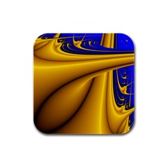 Waves Wave Chevron Gold Blue Paint Space Sky Rubber Square Coaster (4 Pack)  by Mariart