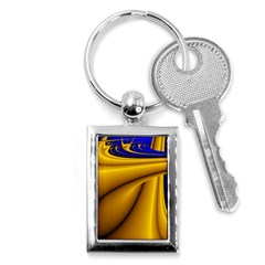 Waves Wave Chevron Gold Blue Paint Space Sky Key Chains (rectangle) 