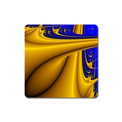 Waves Wave Chevron Gold Blue Paint Space Sky Square Magnet